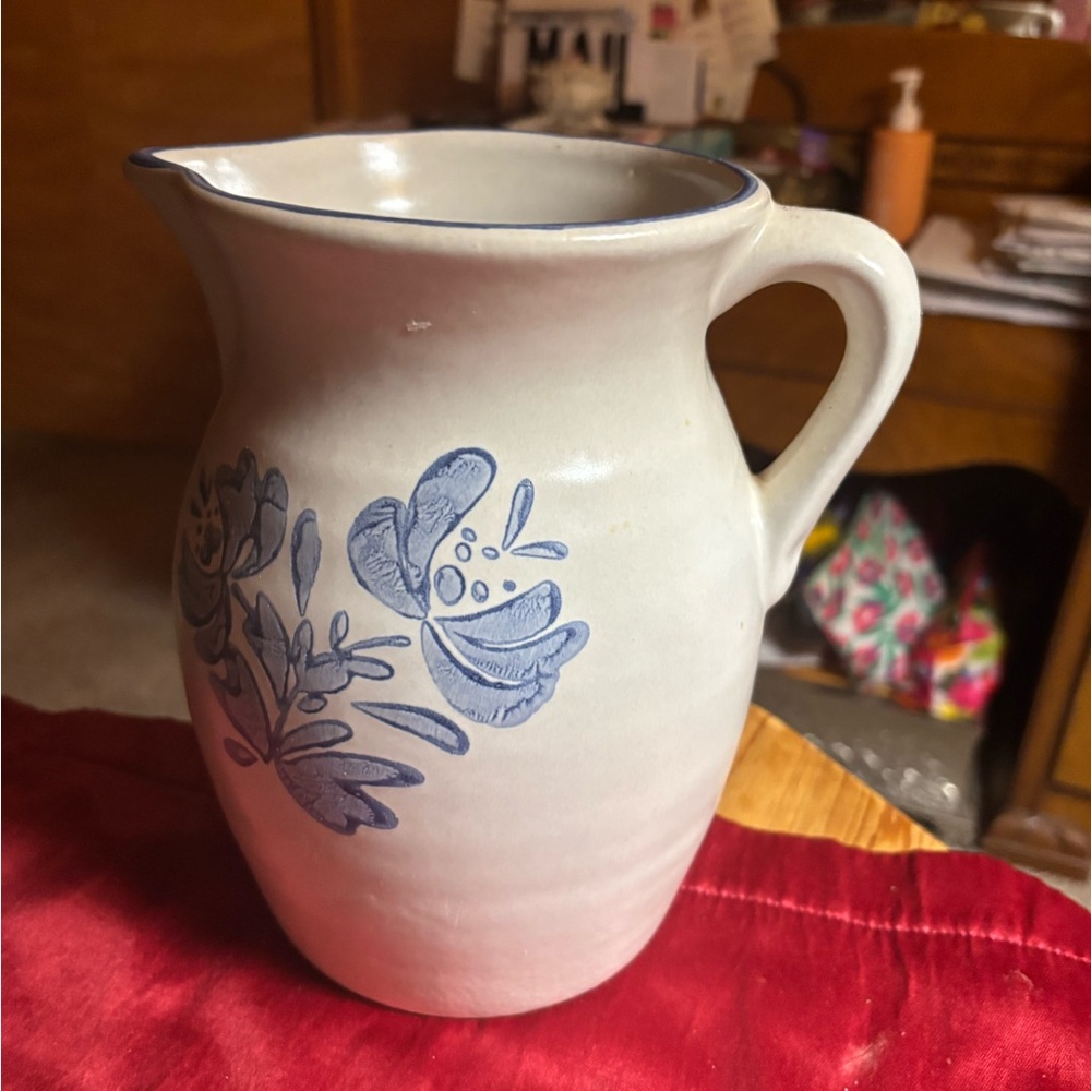 Pfaltzgraff White and Blue Ceramic Pitcher